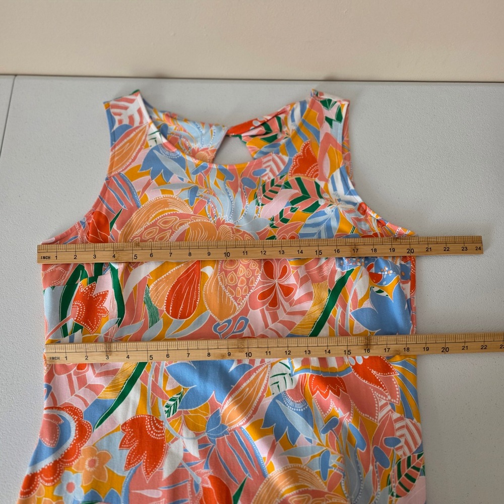 Talbots Womens 1X Floral Sleeveless Twist Back Keyhole Dress Multi Color Cotton - Picture 7 of 10